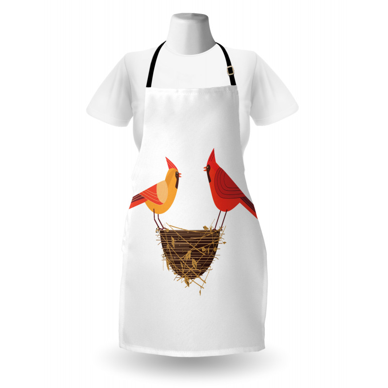 Red Cardinals Couple Nest Apron