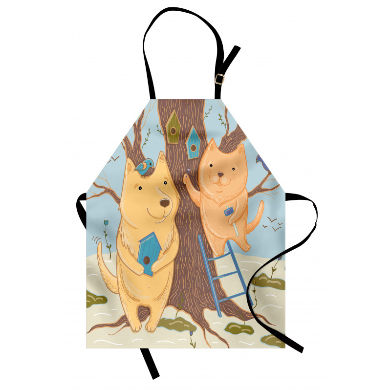 Couple Bears Tree Apron