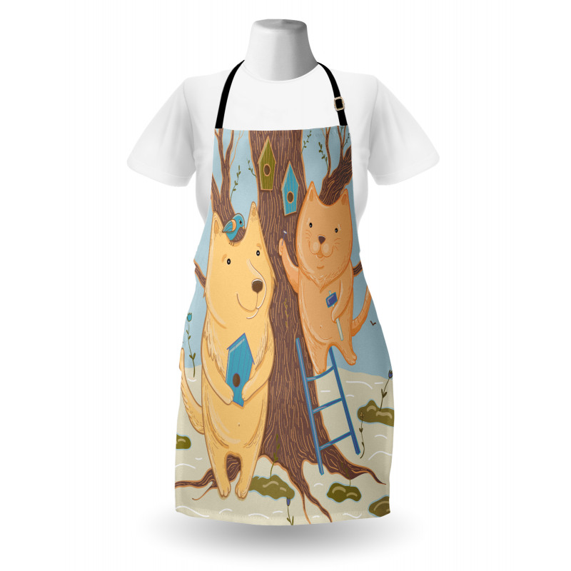 Couple Bears Tree Apron