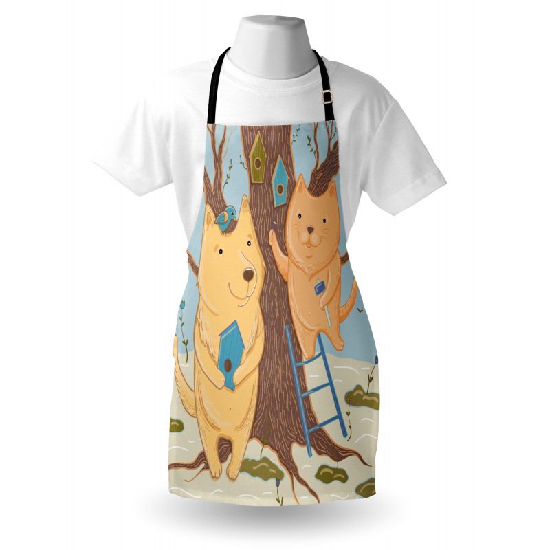 Couple Bears Tree Apron