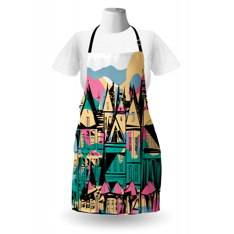 Hand Drawn Streets Houses Apron