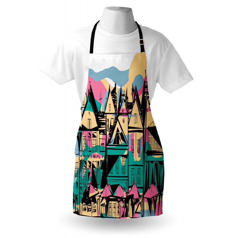 Hand Drawn Streets Houses Apron