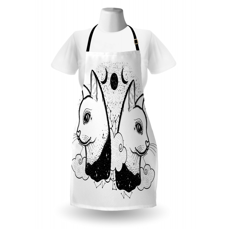 Cats with Moon Clouds Stars Apron