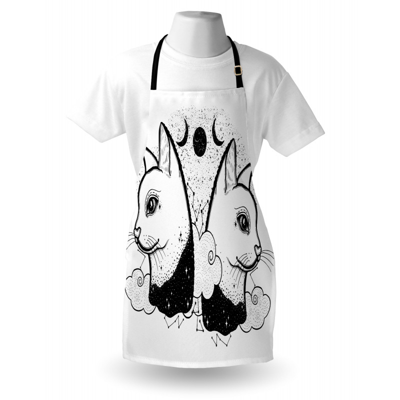 Cats with Moon Clouds Stars Apron