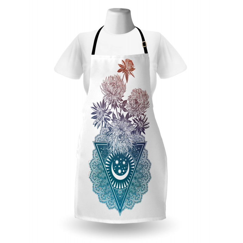 Flowers Moon and Lace Motif Apron