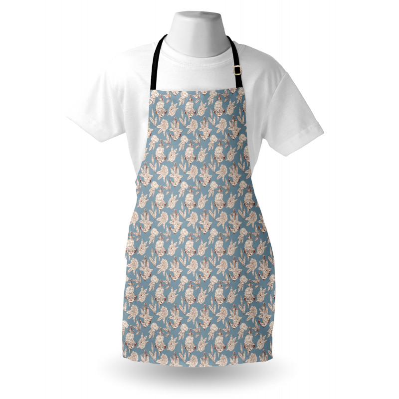 Vintage Peonies and Anchors Apron