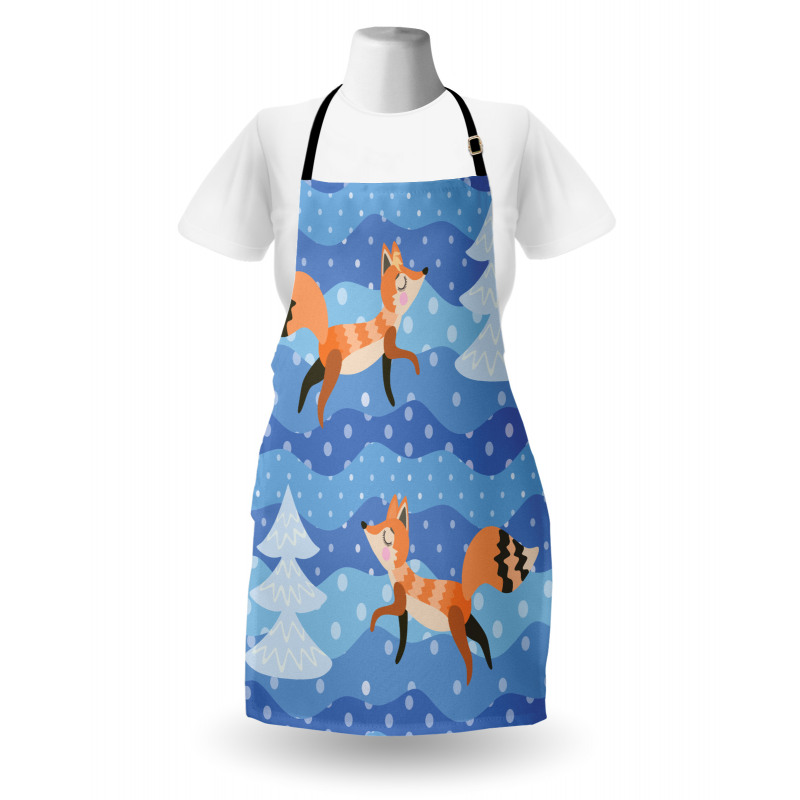 Winter Snowing Tree and Animal Apron