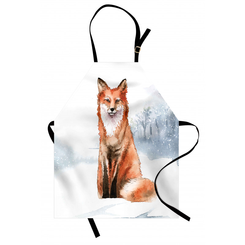 Fine Art Winter Animal Painting Apron