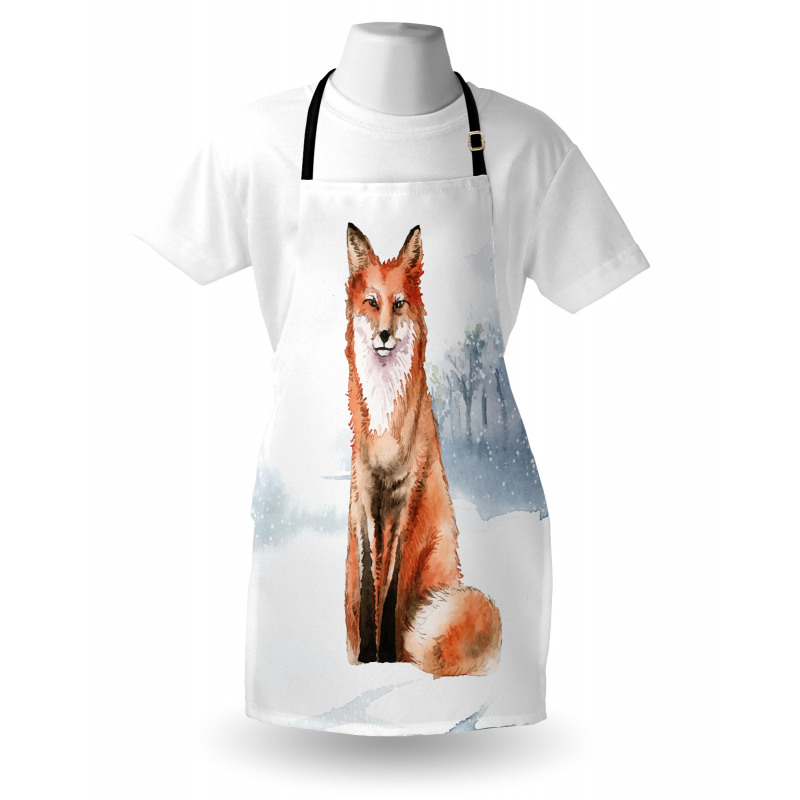 Fine Art Winter Animal Painting Apron