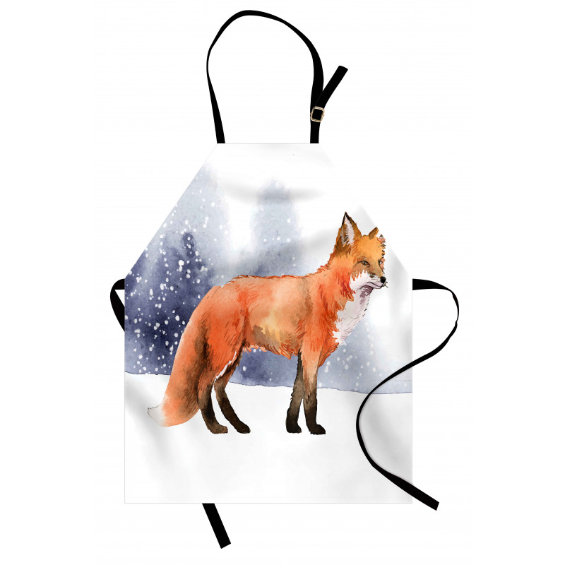 Side View Painting Snow Animal Apron