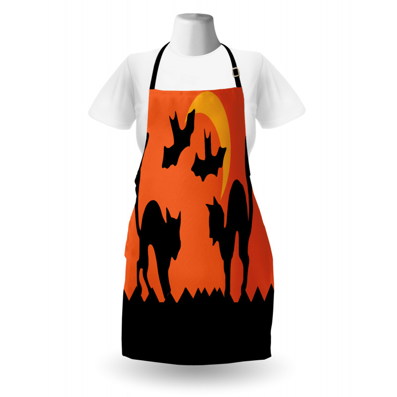 Crescent Cats and Bats Apron