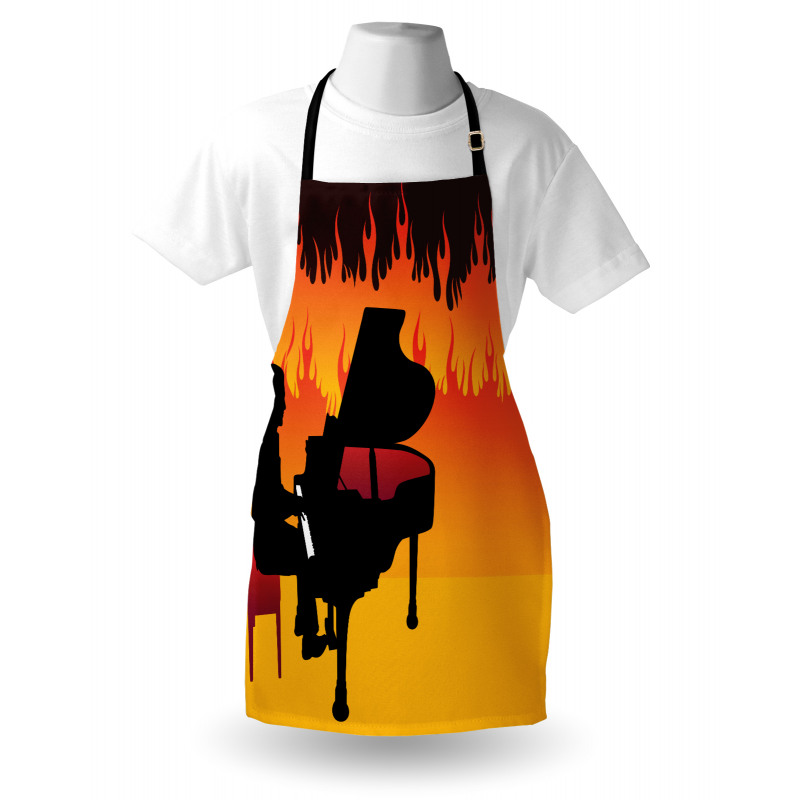 Pianist Man Playing on Flames Apron