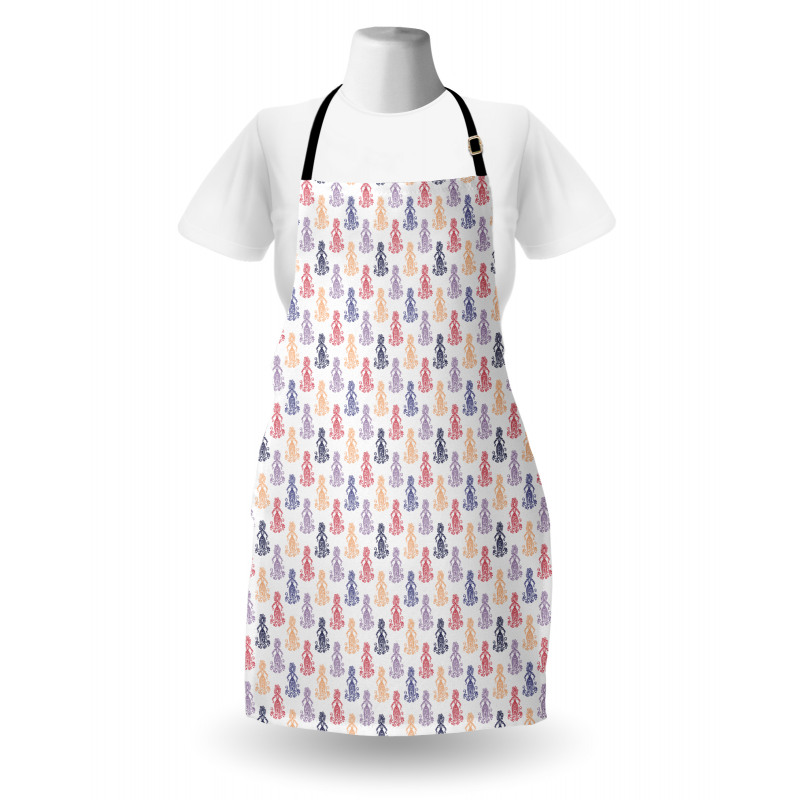 Woman Shape Floral Motif Apron