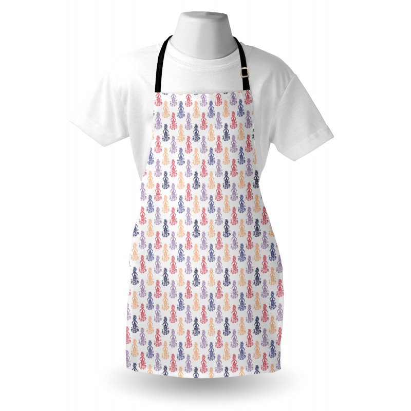 Woman Shape Floral Motif Apron