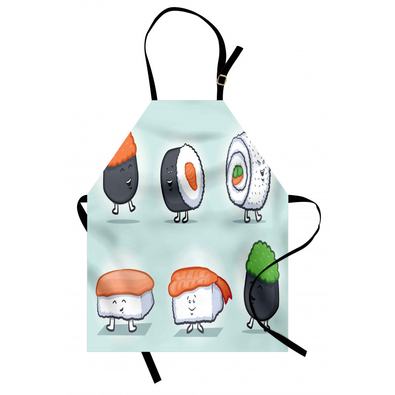 Funny Happy Sushi Characters Apron