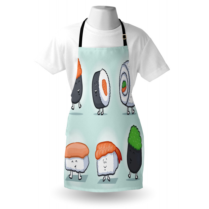 Funny Happy Sushi Characters Apron