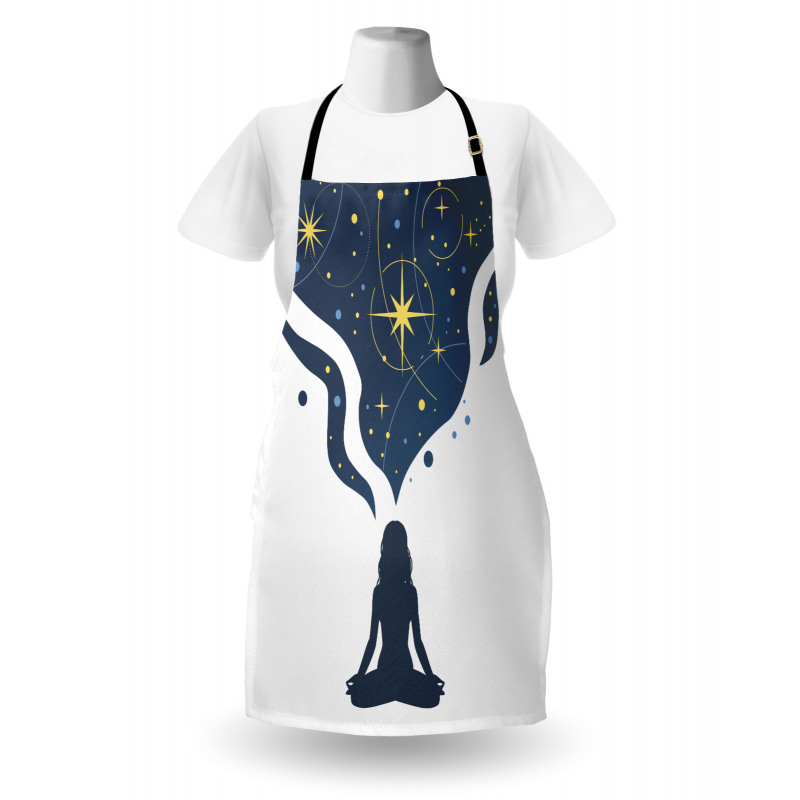 Woman Yoga with Starry Smoke Apron