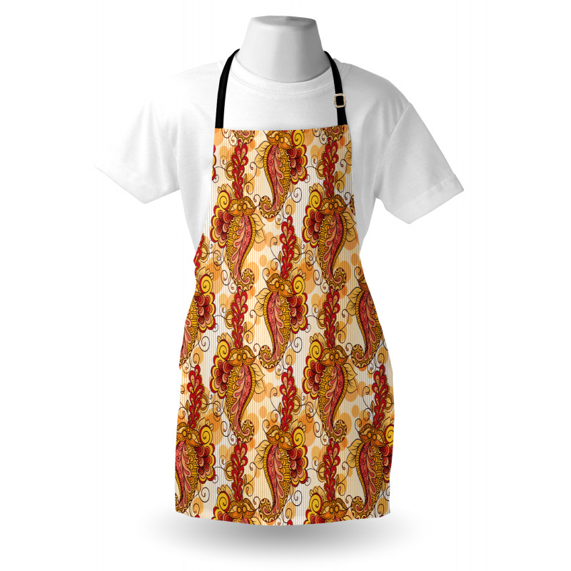 Çiçekli Mutfak Önlüğü Turuncu ve Sarı Çiçek