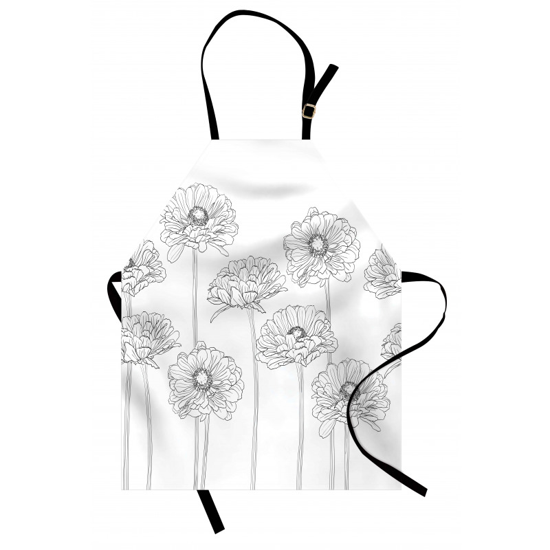 Thin Line Art Flowers Apron