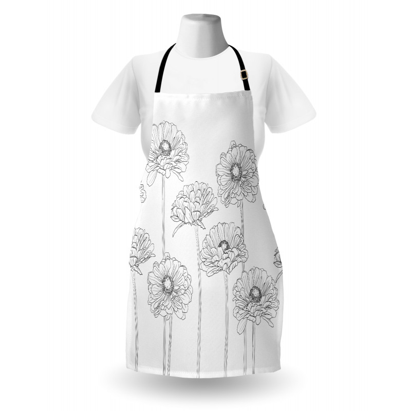 Thin Line Art Flowers Apron