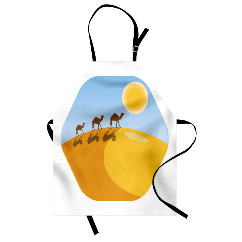 Camels on Desert Cartoon Apron