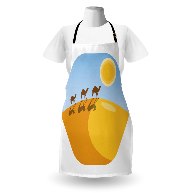 Camels on Desert Cartoon Apron