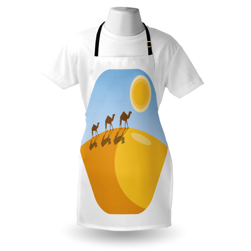 Camels on Desert Cartoon Apron