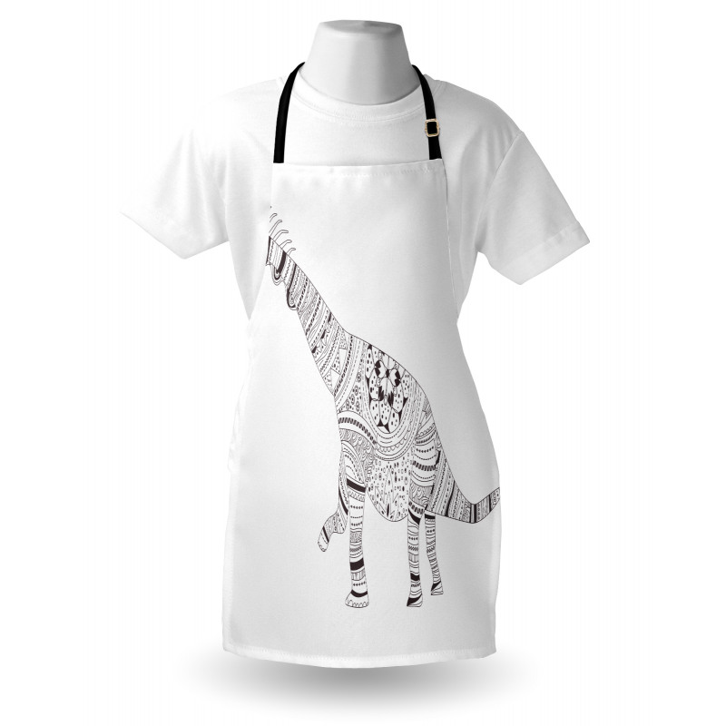 Monochrome Zentangle Dinosaur Apron