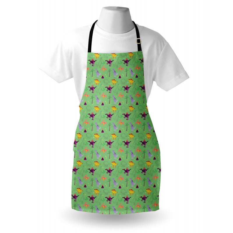 Sketch and Cartoon Dinosaur Apron