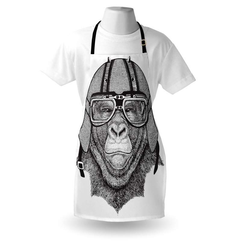 Hipster Grumpy Biker Ape Apron