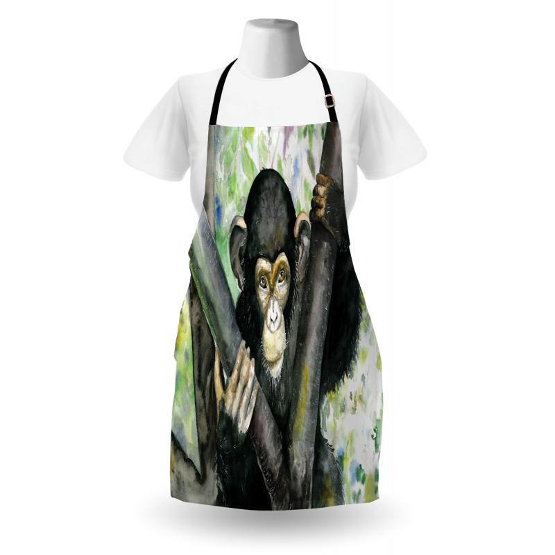 Watercolor Baby Chimpanzee Apron