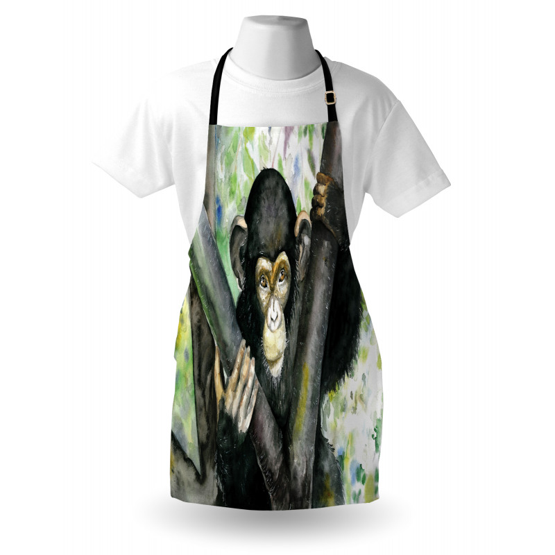 Watercolor Baby Chimpanzee Apron