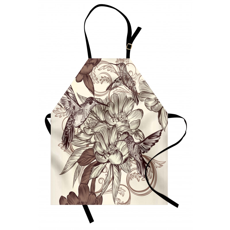 Bird Flowers Pattern Apron