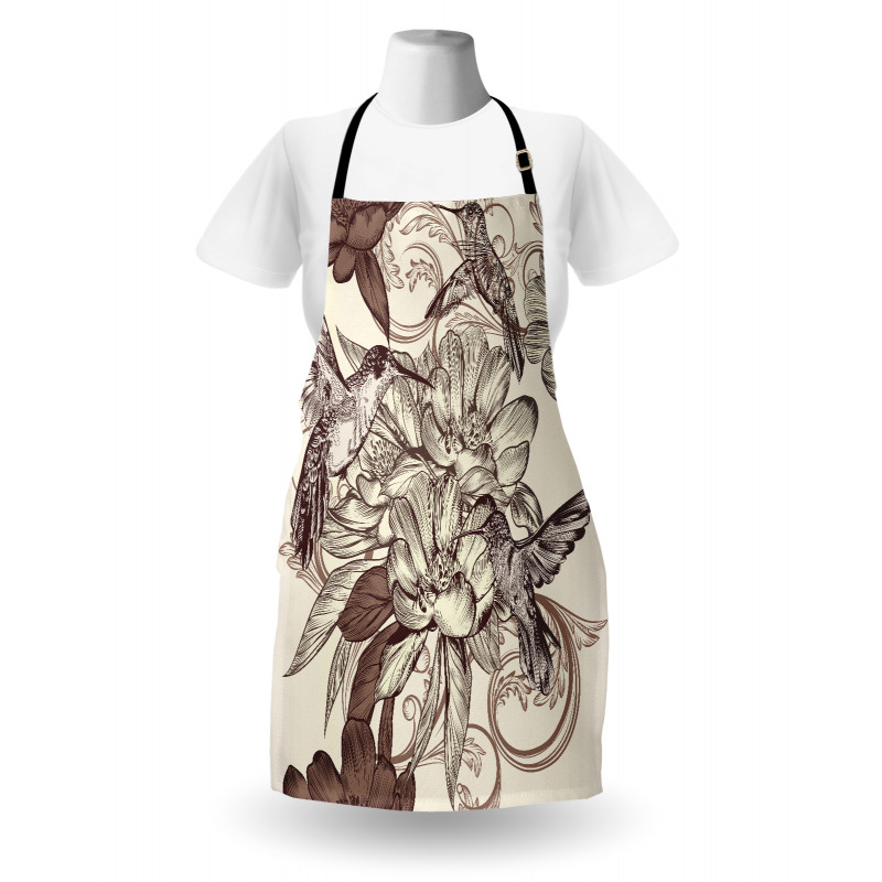 Bird Flowers Pattern Apron