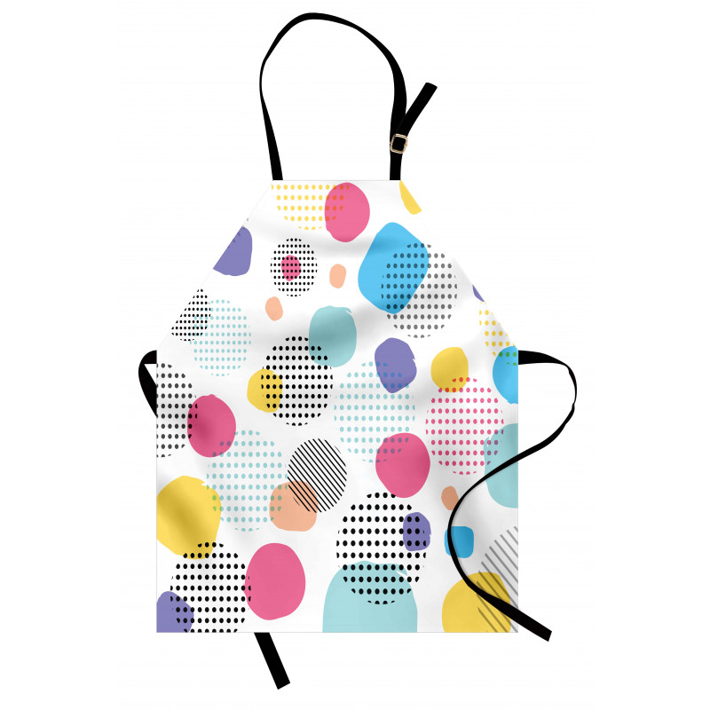 Geometrik Mutfak Önlüğü Beyaz Fon Üzerinde Rengarenk Puantiyeler