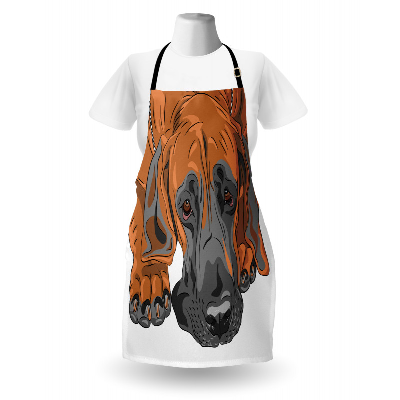 Sad Looking Dog Cartoon Apron