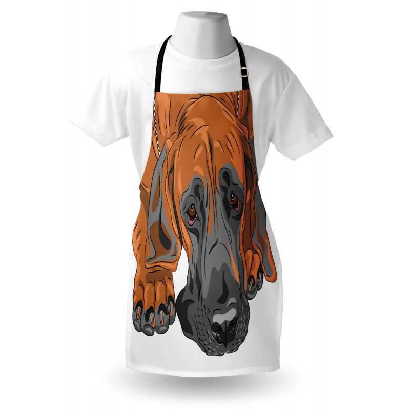 Sad Looking Dog Cartoon Apron