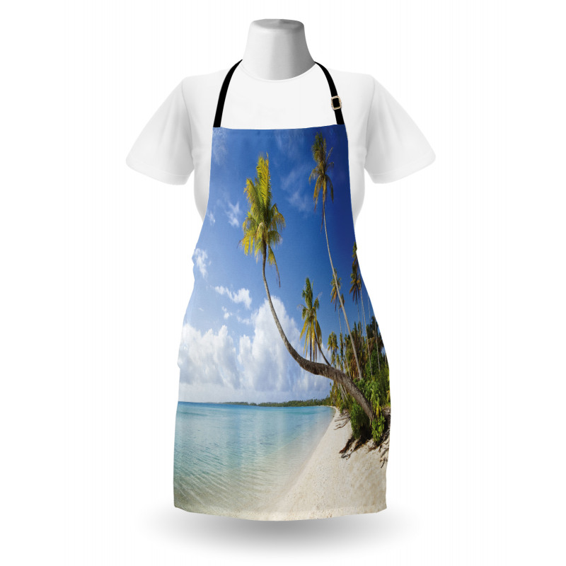 Tropical Beach and Palm Leaves Apron