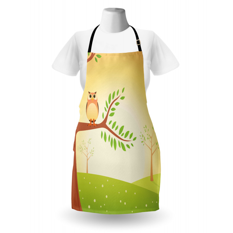 Wise Bird Cartoon Art Apron