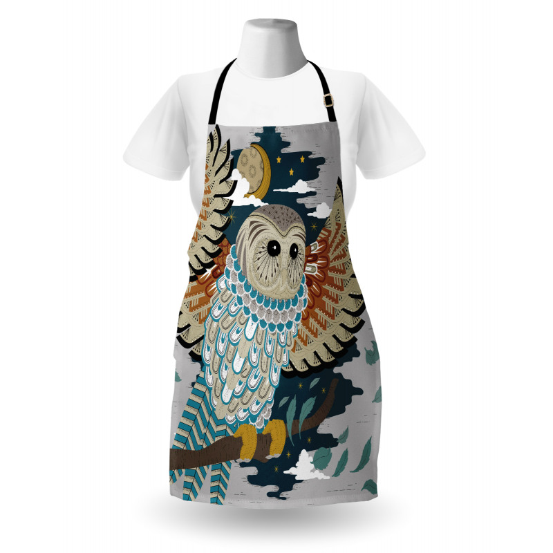 Bird Wings Moon Motifs Apron