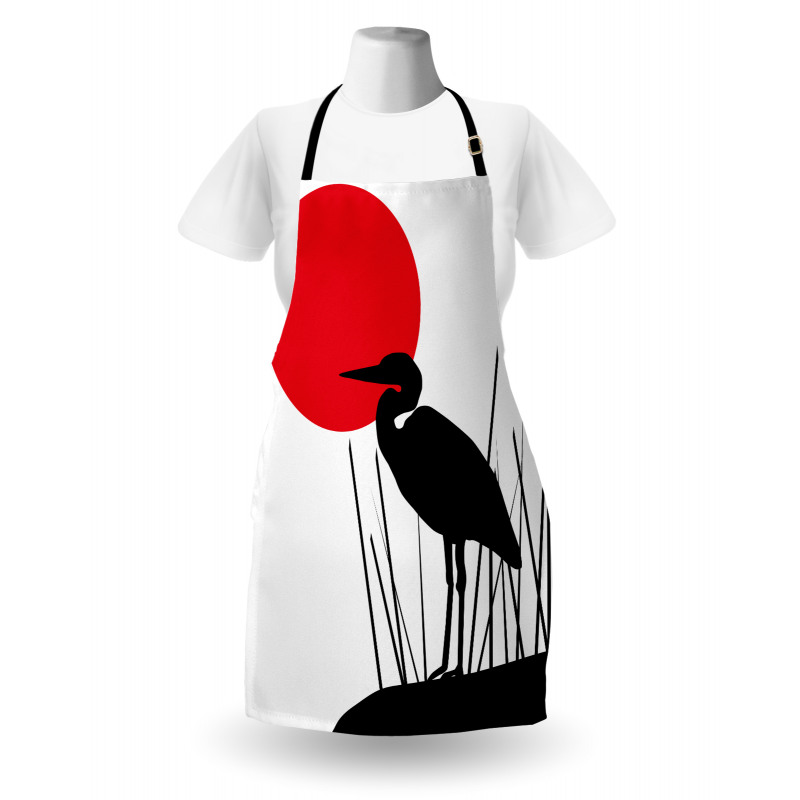 Heron Bird on Japanese Apron