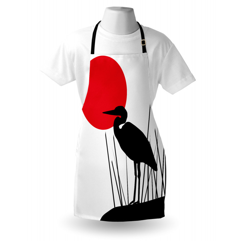 Heron Bird on Japanese Apron