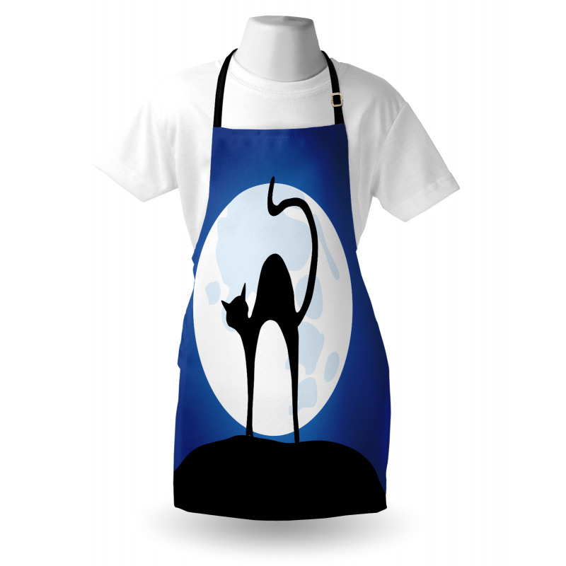 Black Cat Full Moon Sky Apron