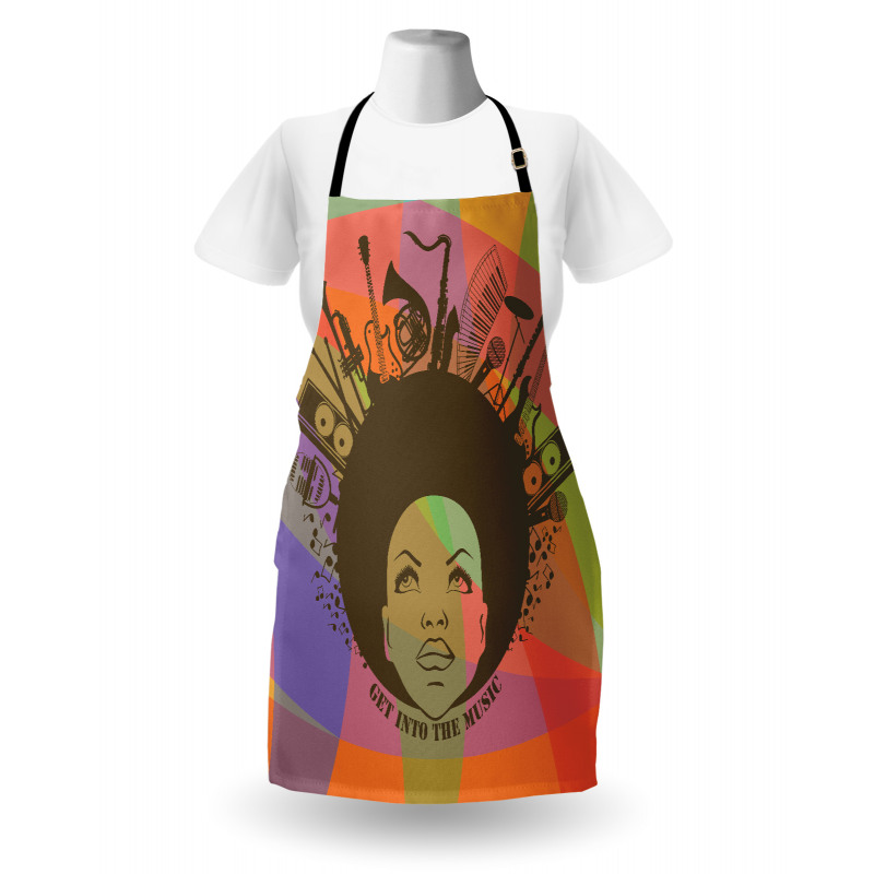 Retro Mutfak Önlüğü Müzik Afro Kadın