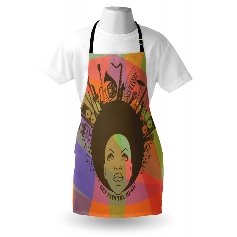 Retro Mutfak Önlüğü Müzik Afro Kadın