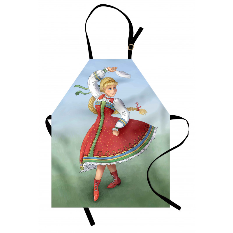 Slavic Girl Dancing Drawing Apron