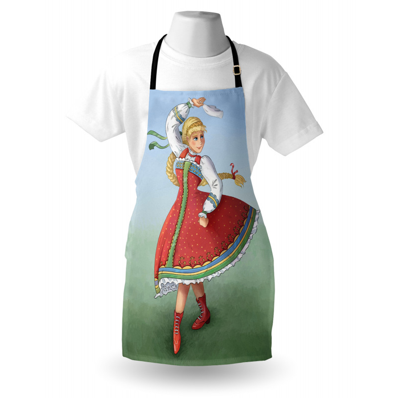 Slavic Girl Dancing Drawing Apron