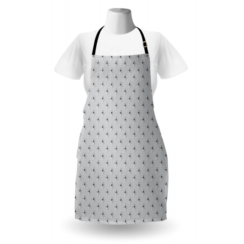 Romantic Monochrome Roses Apron