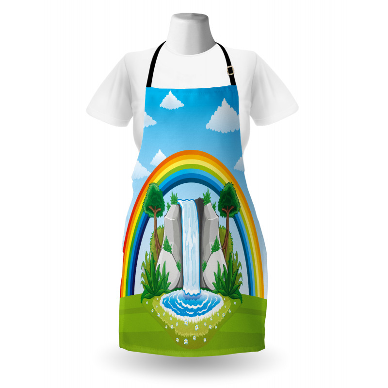 Waterfall and Rainbow Cartoon Apron