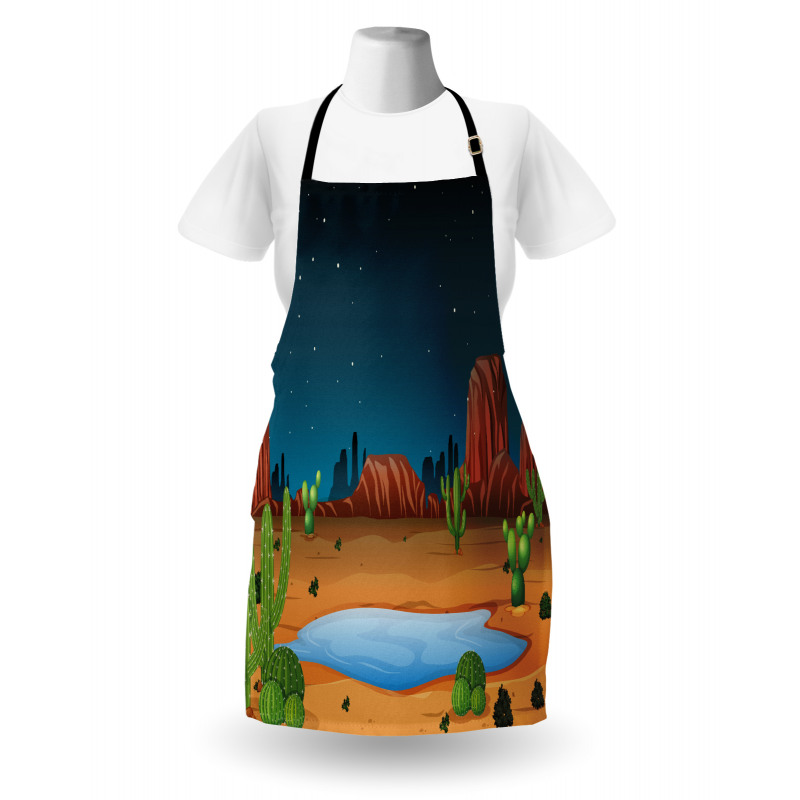 Cactus Plants Starry Sky View Apron